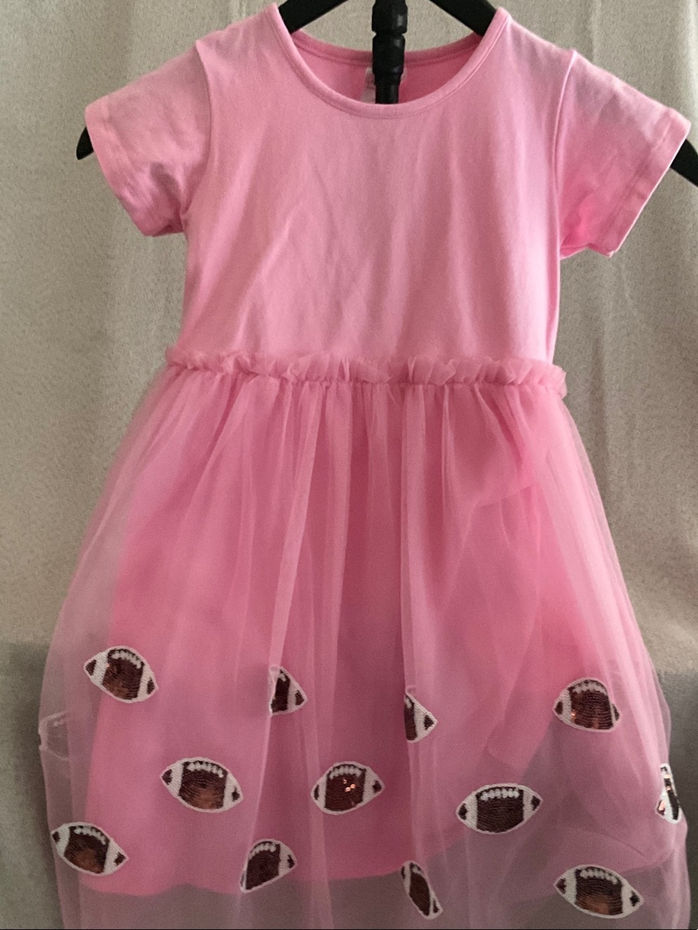 Sweet Wink Girls' Pink dress with sequin footballs Size 7/8